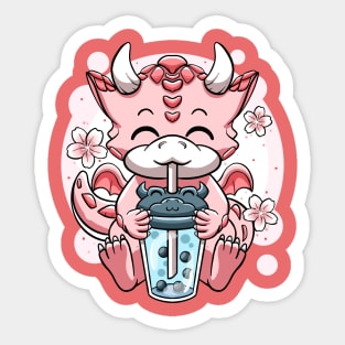 Kawaii Boba Tea Bubbles Cute Anime Little Dragon Lovers Girl Sticker